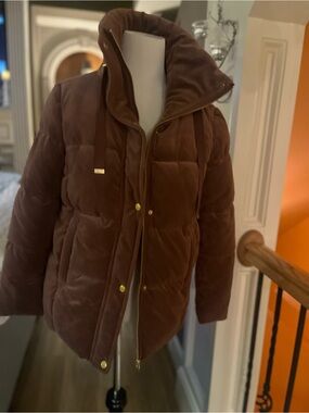 Isaac Mizrahi Brown Velvet Jacket with Pink Label